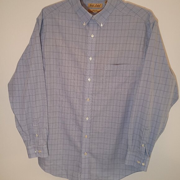 Shirt, Long, Gold Label, Light Blue Plaid, XLT - Picture 1 of 3